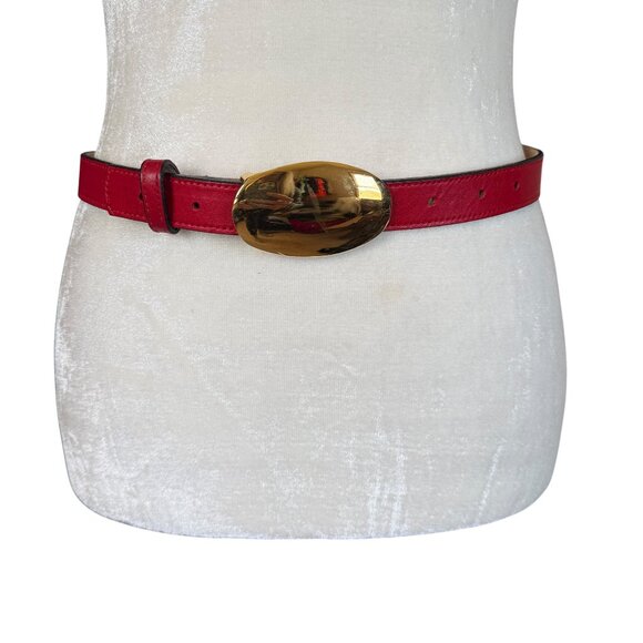 Leatherock Inc. red genuine leather adjustable waist belt gold buckle small - Picture 1 of 9